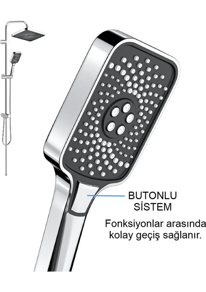 | Valtemo Premium Seri Büyük Boy Yağmurlama Duş Seti - Neoflex Pvc Hortumlu - Butonlu Sistem modelleri