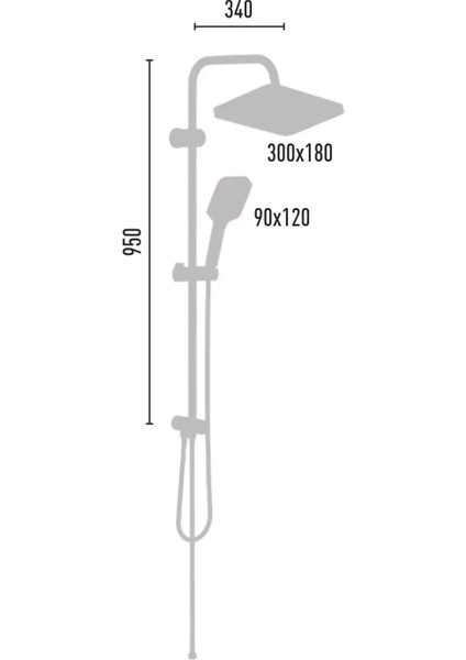 | Valtemo Premium Seri Büyük Boy Yağmurlama Duş Seti - Neoflex Pvc Hortumlu - Butonlu Sistem