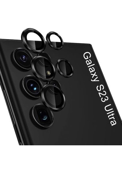 S23 Ultra Uyumlu Kamera Lens Cam 3D Tam Kaplar Metal Çizilmez Cam Hd Kamera Bozmaz 5 Parça