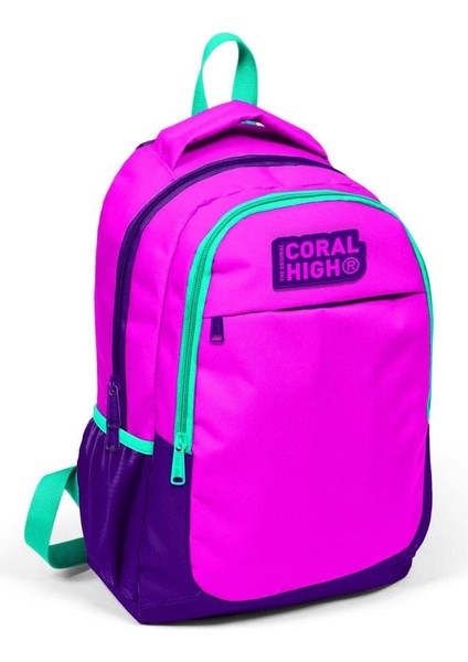 Üç Bölmeli Kız Çocuk Ilkokul ve Ortaokul Okul Sırt Çantası - Mor Pembe