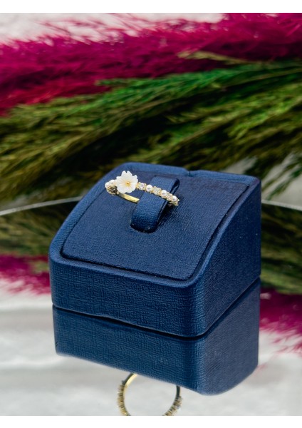 925 Ayar Gümüş Incili Sedefli Spor Model Popüler Kadın Yüzük