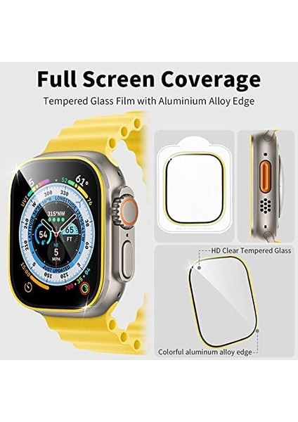 Ultra 49MM Için Metal Kenarlıklı Ekranı ve Çevresini Tamamen Kapatan 9h Sertliğinde Premium Ekran Koruyucu (Parlak Altın) fiyatları