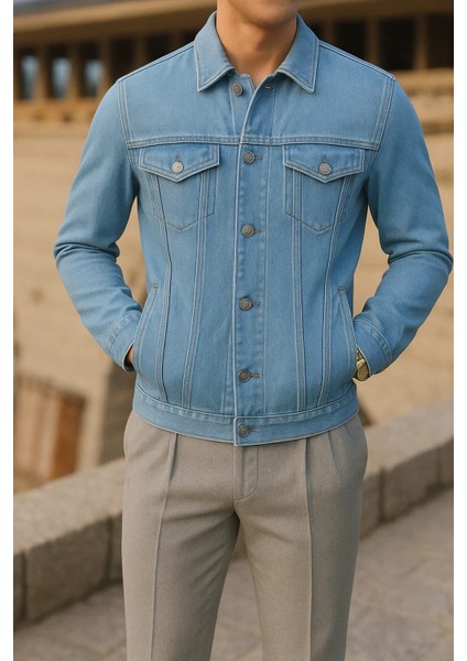 Erkek Mevsimlik Slim Fit Trend Klasik B.mavi Kot Ceket fiyatları