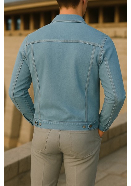 Erkek Mevsimlik Slim Fit Trend Klasik B.mavi Kot Ceket