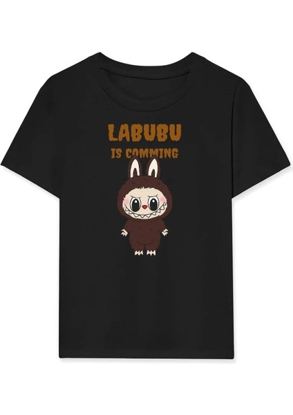 Kız Labubu Çocuk Baskılı T-Shirt - Siyah