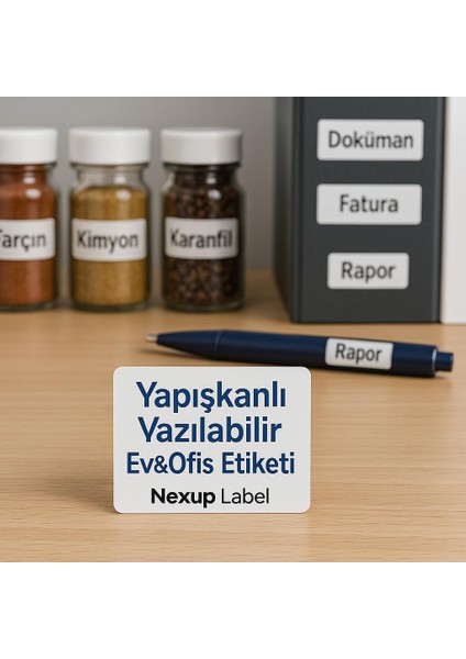 mm Beyaz Yapışkanlı Yazılabilir Etiket, Ev ve Ofis Organizasyonu, Düzenleyicisi - 500 Adet