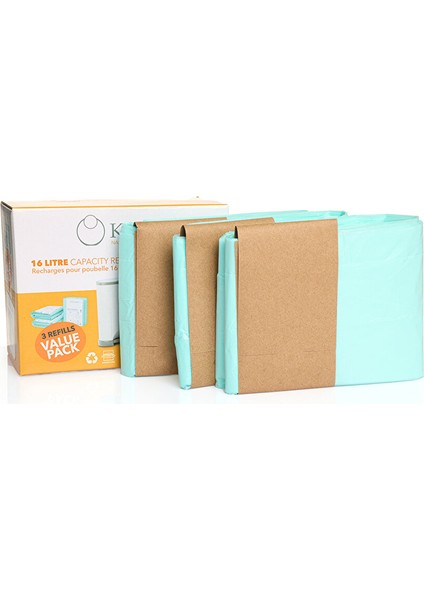 3 x 495 Adet Kirli Bebek Bezi Kapasiteli Çöp Poşeti