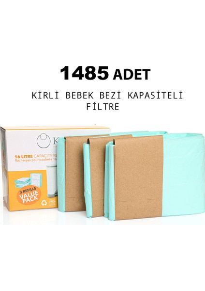 3 x 495 Adet Kirli Bebek Bezi Kapasiteli Çöp Poşeti fiyatları