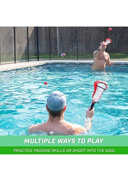 Lakros Yüzen Havuz Oyun Seti - Havuz Lakros, 2 Su Lakros Çubuğu ve 4 Yumuşak Kauçuk Top Içerir Kırmızı modelleri