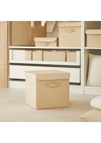 Textile 2&apos;li Bej Kapaklı Kutu Set 30 x 30 x 30 cm fiyatları