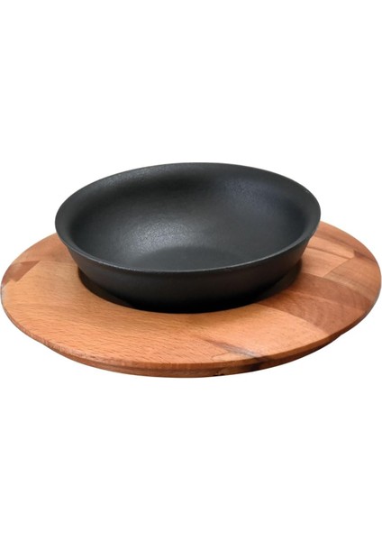 Döküm Yuvarlak Kase, Çap 14 Ahşap Altlıklı - Lv As 167