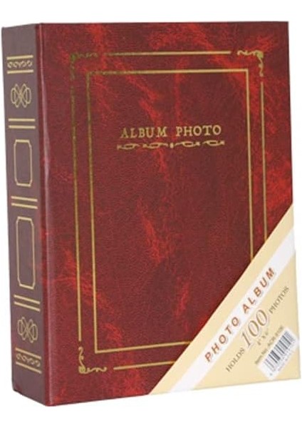 10X15CM 100 Fotoğraf Kapasiteli Ciltbezli Lüks Fotoğraf Albümü (Bordo)