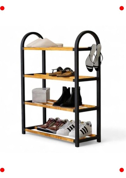 Ahşap Çubuklu Ayakkabılık - 4 Bölmeli fırsatları