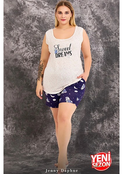 Lady Büyük Beden Gece Desenli Kısa Kollu Kollar Dantelli Şortlu Pijama Takımı fiyatları