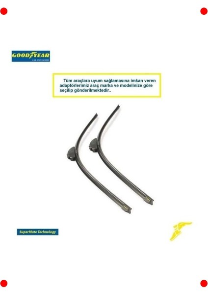 Muz Tipi Süper Sessiz Ön Silecek Seti (650MM+450MM) modelleri