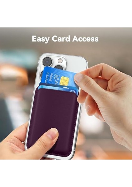 Mag-Safe Cüzdan – 12/13/14/15/16 Serileri Için Manyetik Kartlık, Güçlü Mıknatıs, Rfıd Koruma, Premium Deri, 3 Kart Kapasiteli, Şık & Hafif Tasarım, Mor modelleri