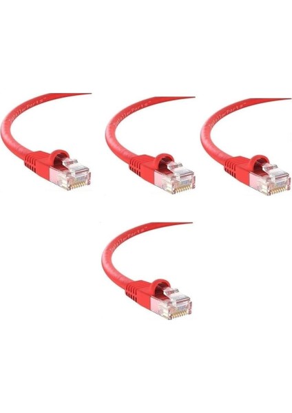 Tkz 10 Metre Kırmızı Cat6 RJ45 Lan Kablosu Uçları Fabrikasyon Takılı Bilgisayar Modem Internet Ethernet Kablosu (Kırmızı, 10 Metre)