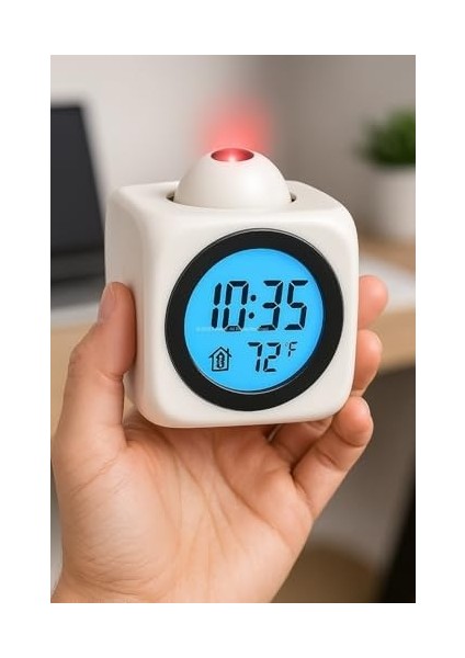 LED Projeksiyon Çalar Saat, Sesli Anons Fonksiyonu, Göstergeli, Duvar ve Tavan Projeksiyonu, 10 Dakikalık Erteleme, USB Veya Pil ile Çalışma, Yatak Odası ve Ofis Için (Beyaz) fiyatları