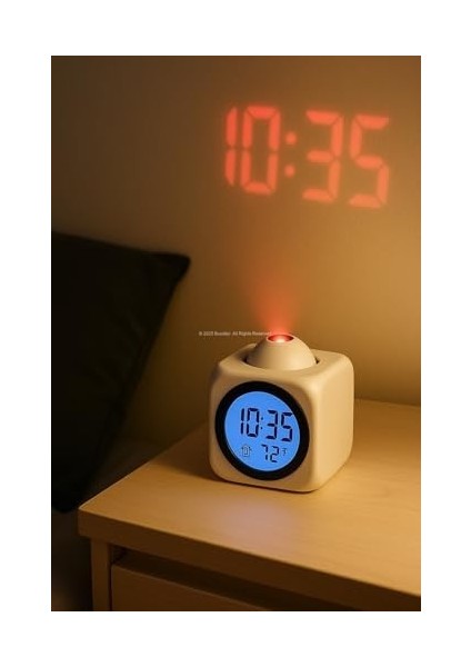 LED Projeksiyon Çalar Saat, Sesli Anons Fonksiyonu, Göstergeli, Duvar ve Tavan Projeksiyonu, 10 Dakikalık Erteleme, USB Veya Pil ile Çalışma, Yatak Odası ve Ofis Için (Beyaz) modelleri