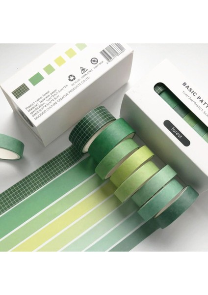 Yeşil Temalı 7 Renkli Washi • Sticky