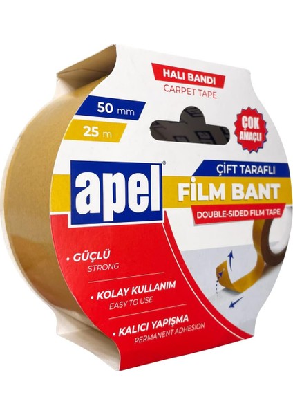 Çift Taraflı Film (Halı Bandı) Askılı Karton 50 mm x 25 M Şeffaf