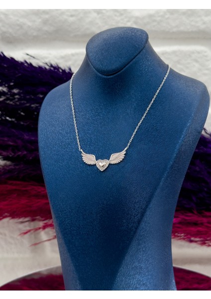 925 Ayar Gümüş Melek Kanadı Aşk Modeli Zarif Kadın Kolye modelleri