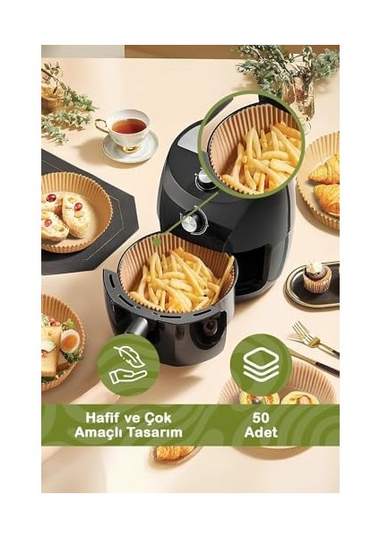 Life 50&apos;li Hava Fritözü Airfryer Pişirme Kağıdı Kalıbı MIT1170 modelleri