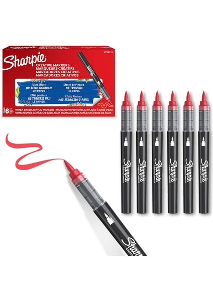 Akrilik Markör, Fırça Uç, Kırmızı