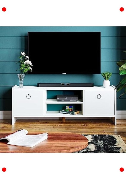 Kapaklı Raflı Modern Beyaz Tv Ünitesi Sehpası fiyatları