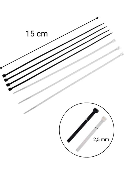 2,5X150 Siyah Kablo Bağı & Plastik Kelepçe & Kelepçe 100 Adet (Paket) modelleri
