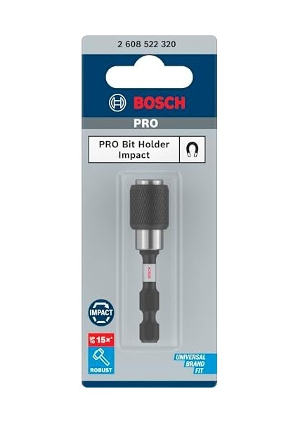 Professional Accessories 2608522320 Hızlı Kilit Uç Tutucu (Darbe Kontrolü, 1/4 Inç Altıgen Şaft, ve Tıklama) fiyatları