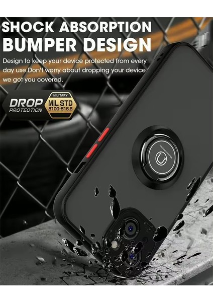 Aksesuar 15 ile Uyumlu Arka Kısmı Mat Şeffaf Yapıya Sahip Manyetik Yüzük Kenarları Silikon Tpu Malzemeden Üretilmiş Renkli Tuşlara Sahip Kamera Korumalı Transparan Kılıf (Lacivert) modelleri