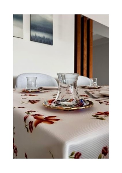 & Laurel Baskılı Yıkanabilir Masa Örtüsü Mutfak Bahçe Piknik Masa Örtüsü Ağırlıklı Çiçek Desenli (140X140) modelleri