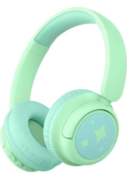 Güvenli Ses Sınırlı 60 Saat Oynatma Süreli Bluetooth Çocuk Kulaklığı Yeşil