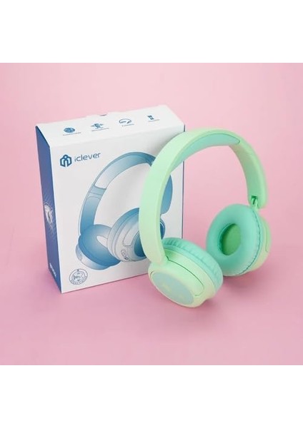 Güvenli Ses Sınırlı 60 Saat Oynatma Süreli Bluetooth Çocuk Kulaklığı Yeşil modelleri