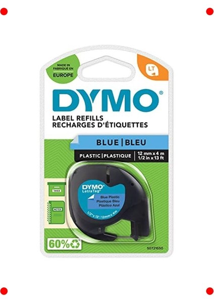 Mavi Plastik Etiket Şeridi - 12MM x 4m