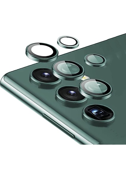 S23 Için Kamera Lens Metal Koyu Yeşil Renk Temperli Cam Çizilmez Bağımsız Kamera