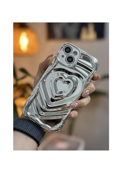 Go Aksesuar 13 ve 14 ile Uyumlu 3D Platin Kabartma Parlak Silikon Kılıf fiyatları