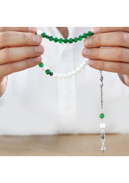 Kararmaz Metal Arnavut Zincir Püsküllü Küre Kesim Yeşil Beyaz Jade Doğaltaş Taraftar Tesbih M2 modelleri