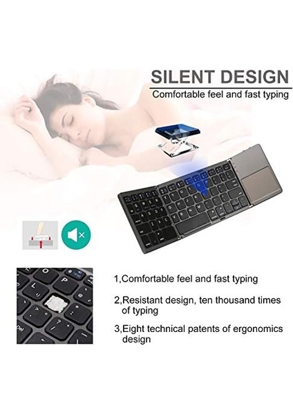 Katlanabilir Klavye, & Cep Boyutunda Taşınabilir Kablosuz Klavye ile Mac Os,, Windows, Linux, Pc, Tablet Için, Şarj Edilebilir Li-Ion Pilli, Koyu Gri fiyatları