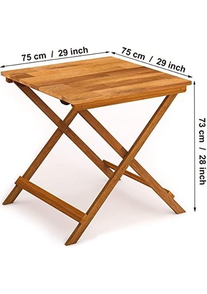 Sydney Masif Ahşap Katlanır Bahçe Masası, 75X75X73 Cm, Teak fiyatları