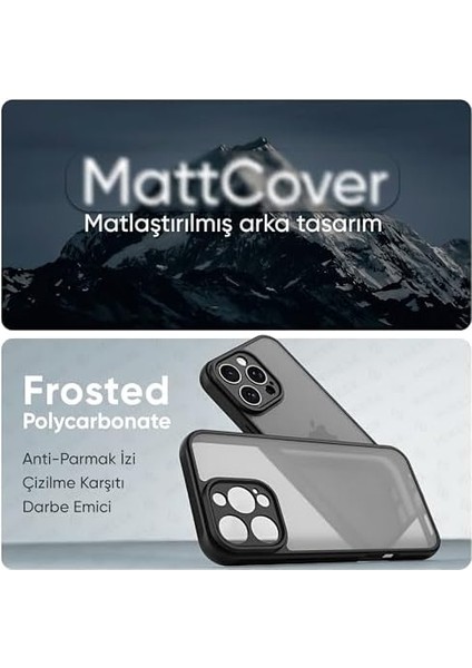 15 Pro Max ile Uyumlu Mattcover Serisi Arkası Mat Polikarbonat Kenarları Silikon ve Köşeleri Güçlendirilmiş Kamera Korumalı Ince Silikon Kılıf (Düz, 15 Pro Max) fiyatları