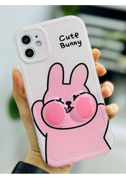 Aksesuar 11 ile Uyumlu Yanak Tavşan Tasarımlı Oyuncaklı Esnek Silikon Kılıf