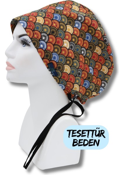 Tesettür Beden Renkli Yelpazeler Cerrahi Bone Doktor Hemşire Sağlıkçı Hastane Bonesi