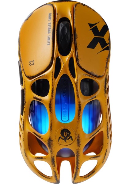 Mercury x Ultra Hafif Oyun Faresi – Magnezyum Alaşım, 32.000 Dpı, Paw 3950 Sensör, 1k Yoklama Hızı, Üç Mod, Rgb, Ergonomik Içi Boş Tasarım, 5 Programlanabilir Düğme (Sarı)