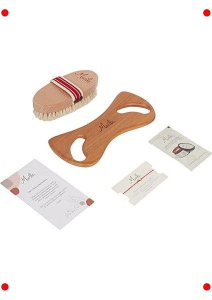 Doğal At Kılı Selülit Fırçası ve Ahşap Masaj Aleti