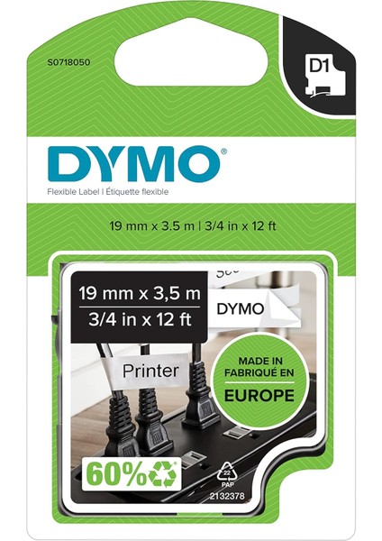 S0718050, Yüksek Esnek (19 mm x 3,5 Mt), Siyah/beyaz (16958)