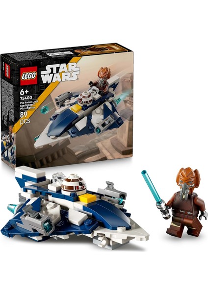 : Klon Savaşları Plo Koon&apos;un Jedi Starfighter Mikro Savaşçısı 75400-6 Yaş ve Üzeri Çocuklar Için Minifigür Kokpiti ve 2 Mermi Atıcı Içeren Yaratıcı Oyuncak Yapım Seti (89 Parça)