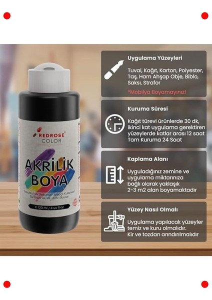 Sanatçı Siyah Akrilik Boya - 120 ml modelleri