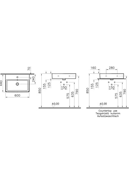 Nuo 7432B003-0001 Dikdörtgen Lavabo, 60 Cm, Beyaz modelleri